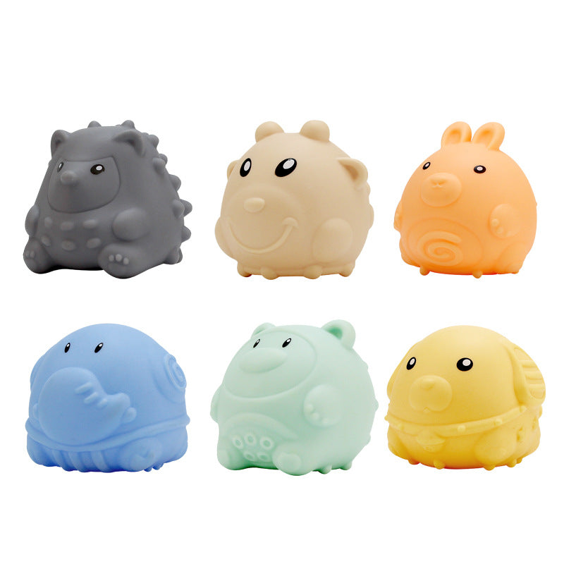 Baby Hand-held Ball Stacking Toy Bathroom Soft Rubber Ball Animal