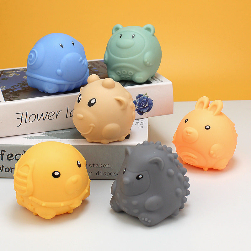 Baby Hand-held Ball Stacking Toy Bathroom Soft Rubber Ball Animal