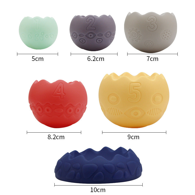 Baby Hand-held Ball Stacking Toy Bathroom Soft Rubber Ball Animal