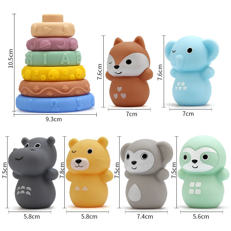 Baby Hand-held Ball Stacking Toy Bathroom Soft Rubber Ball Animal