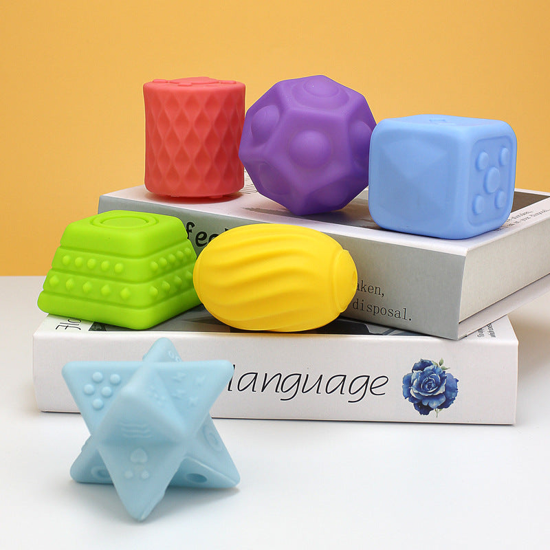 Baby Hand-held Ball Stacking Toy Bathroom Soft Rubber Ball Animal