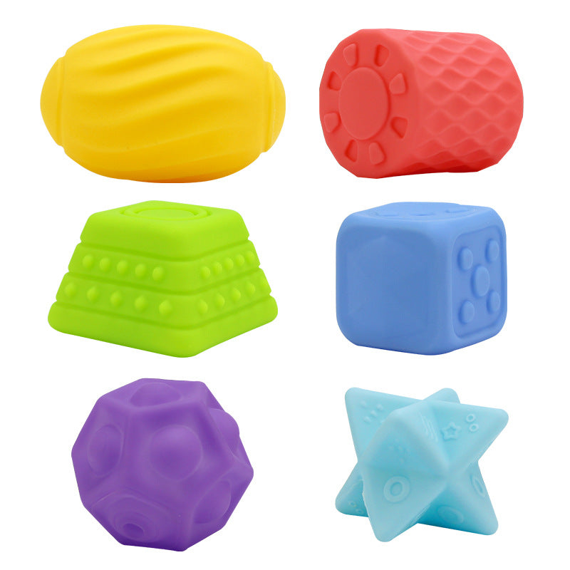 Baby Hand-held Ball Stacking Toy Bathroom Soft Rubber Ball Animal